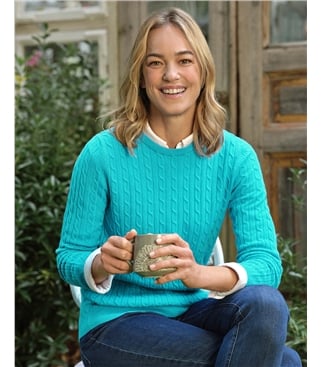 Cashmere Merino Cable Crew Neck Jumper