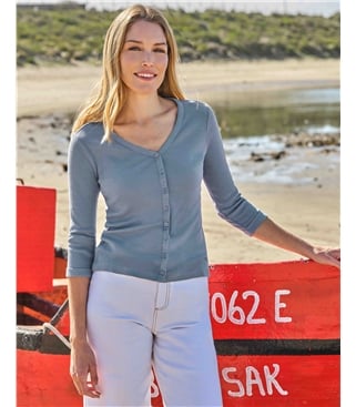 Ribbed Button Through Jersey Top