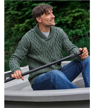 Pure Wool Shawl Collar Jumper