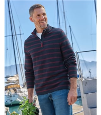 Textured Stripe Half Zip Sweatshirt