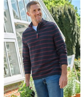 Textured Stripe Half Zip Sweatshirt