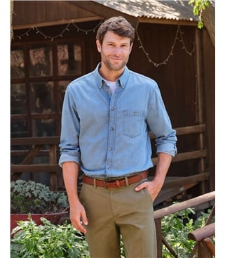 Chambray Cotton Long Sleeve Shirt