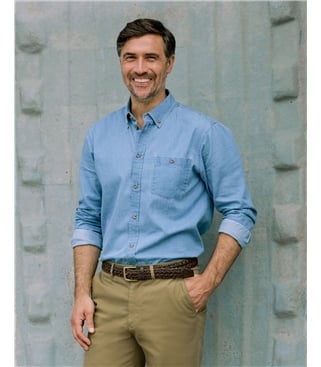 Chambray Cotton Long Sleeve Shirt