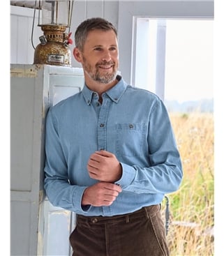 Chambray Cotton Long Sleeve Shirt
