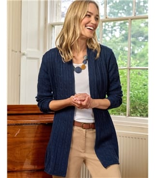 Lightweight Merino Cable Edge To Edge Cardigan