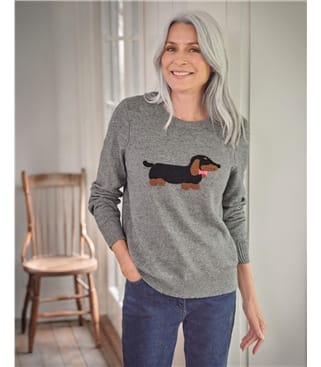 Pull à motif chien et nœud