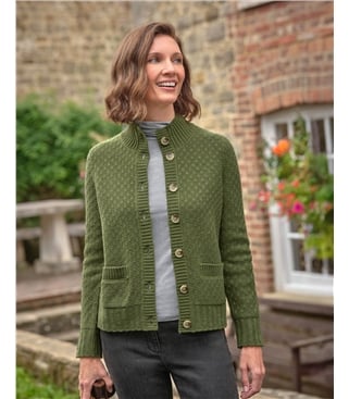 Funnel Neck Button Cardigan