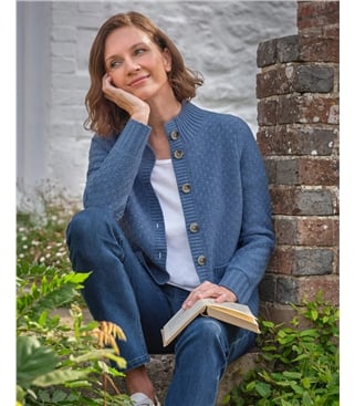 Funnel Neck Button Cardigan