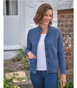 Funnel Neck Button Cardigan