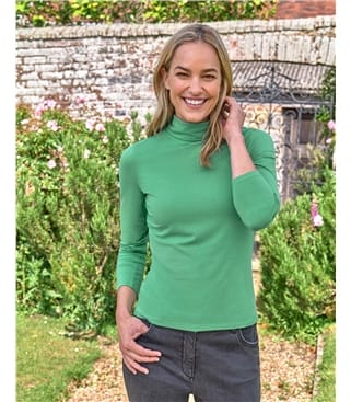 Jersey Slim Polo Neck Top