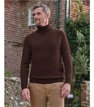 Dark Chocolate | Cashmere & Merino Turtle Neck Sweater | WoolOvers US
