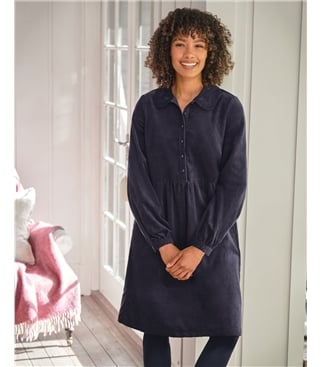 Embroidered Petal Collar Cord Dress