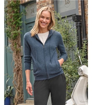 Cardigan à capuche Détente luxueux - Femme - Cachemire & Mérinos
