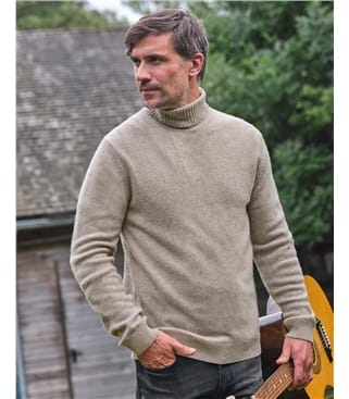 Mens Lambswool Polo Neck Jumper
