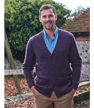 Mens Lambswool V Neck Cardigan