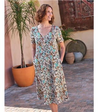 Button Through Linen Dress
