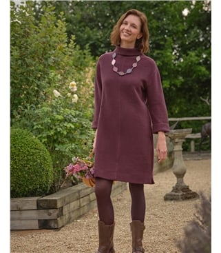 Cowl Neck Textured Jersey Dress