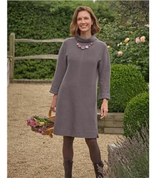 Cowl Neck Textured Jersey Dress