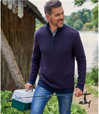 Vole Marl | Mens Pure Wool Fishermans Crew Neck Jumper | WoolOvers AU