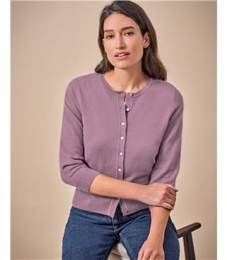Purple Thistle | Cashmere Cropped Cardigan | WoolOvers US