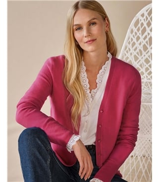 Kaschmir Strickjacke mit V-Ausschnitt