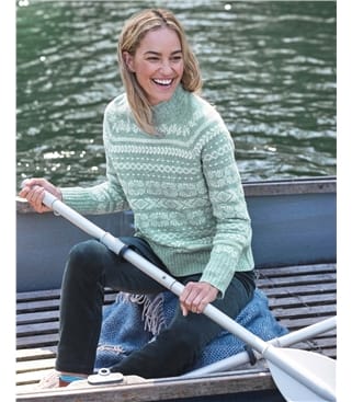 Nordischer Fairisle-Pullover in einfarbigem Design