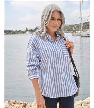 Lässiges gestreiftes Baumwollhemd