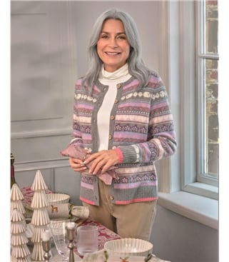 Floral and Sheep Repeat Fairisle Cardigan