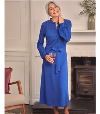 Frill Neck And Pointelle Dress