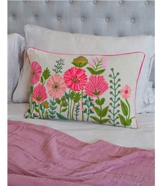 Floral Embroidered Cushion