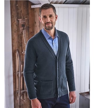 Strickjacke mit V-Ausschnitt aus Lammwolle für Herren