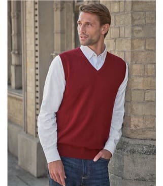 Red Wine | Mens Lambswool Vest | WoolOvers US