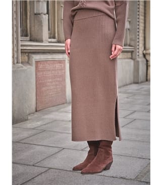 Cashmere Blend Knitted Ribbed Skirt