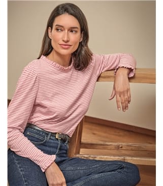 Ruffle Neck Jersey Top