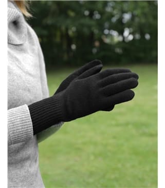 Gerippte Handschuhe aus Kaschmir und Merinowolle