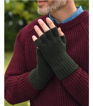 Mens Essential Lambswool Fingerless Glove