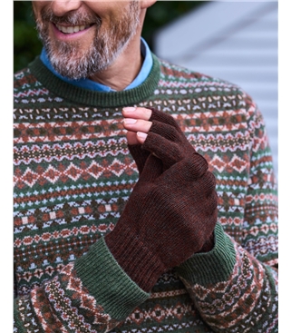Gants à doigts ouverts en laine d'agneau pour homme