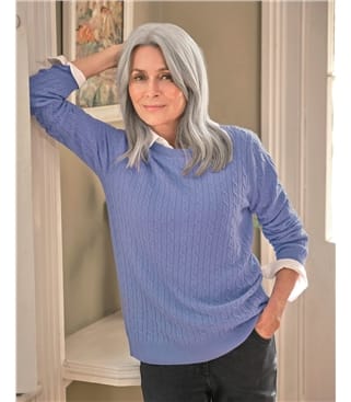 Cashmere Merino Cable Crew Neck Jumper