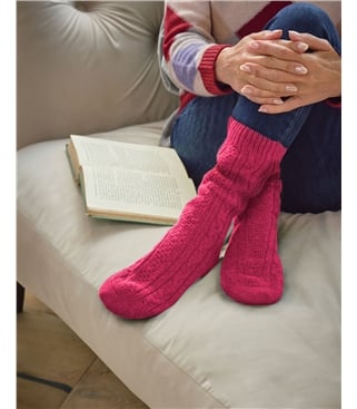 Womens Lambswool Cable Socks