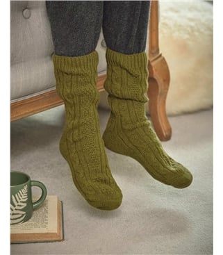 Womens Lambswool Cable Socks
