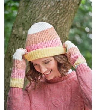 Fluffy Colourblock Stripe Hat