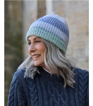 Fluffy Colourblock Stripe Hat