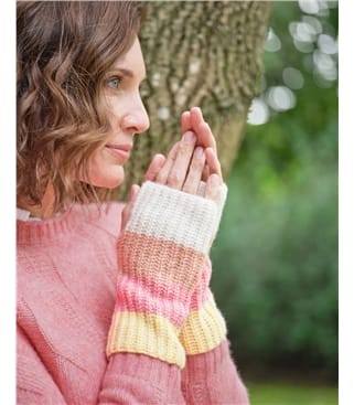 Fluffy Colourblock Stripe Wristwarmer