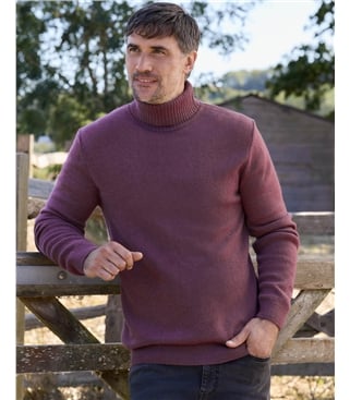 Mens Lambswool Polo Neck Jumper