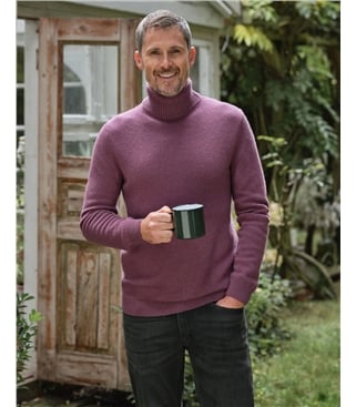 Mens Lambswool Polo Neck Jumper