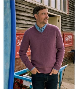 Mens Lambswool V Neck Jumper