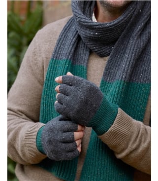 Mens Nep Yarn Colourblock Fingerless Glove