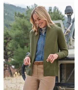Lambswool Zip Thru Cardigan