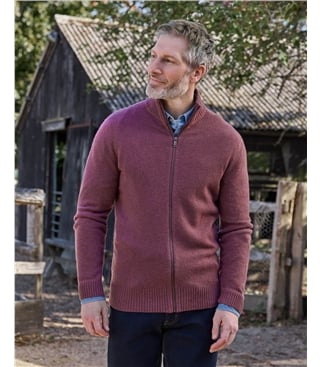 Mens Lambswool Lincoln Zipper Cardigan