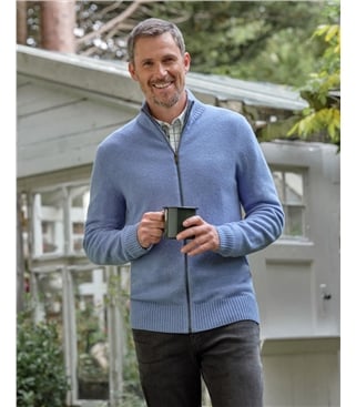 Mens Lambswool Lincoln Zipper Cardigan